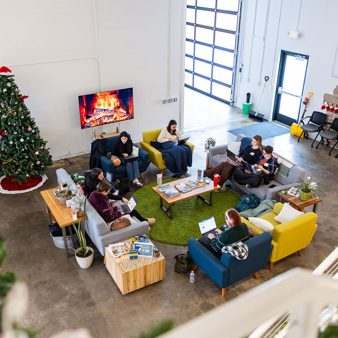 Comm Design Students working on laptops