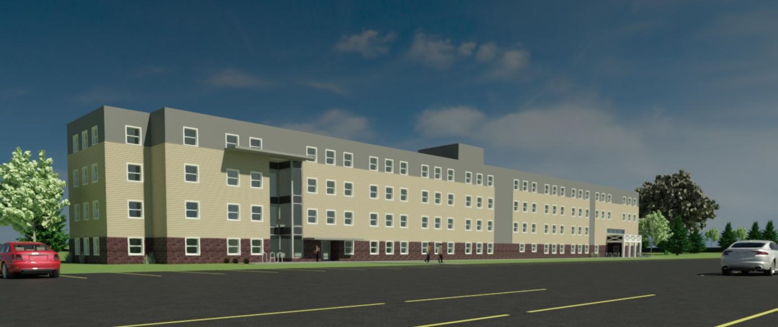 Rendering of the proposed new student housing at Alexandria College