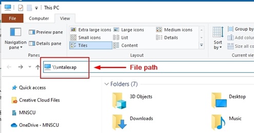 File Explorer Screen Capture of File Explorer